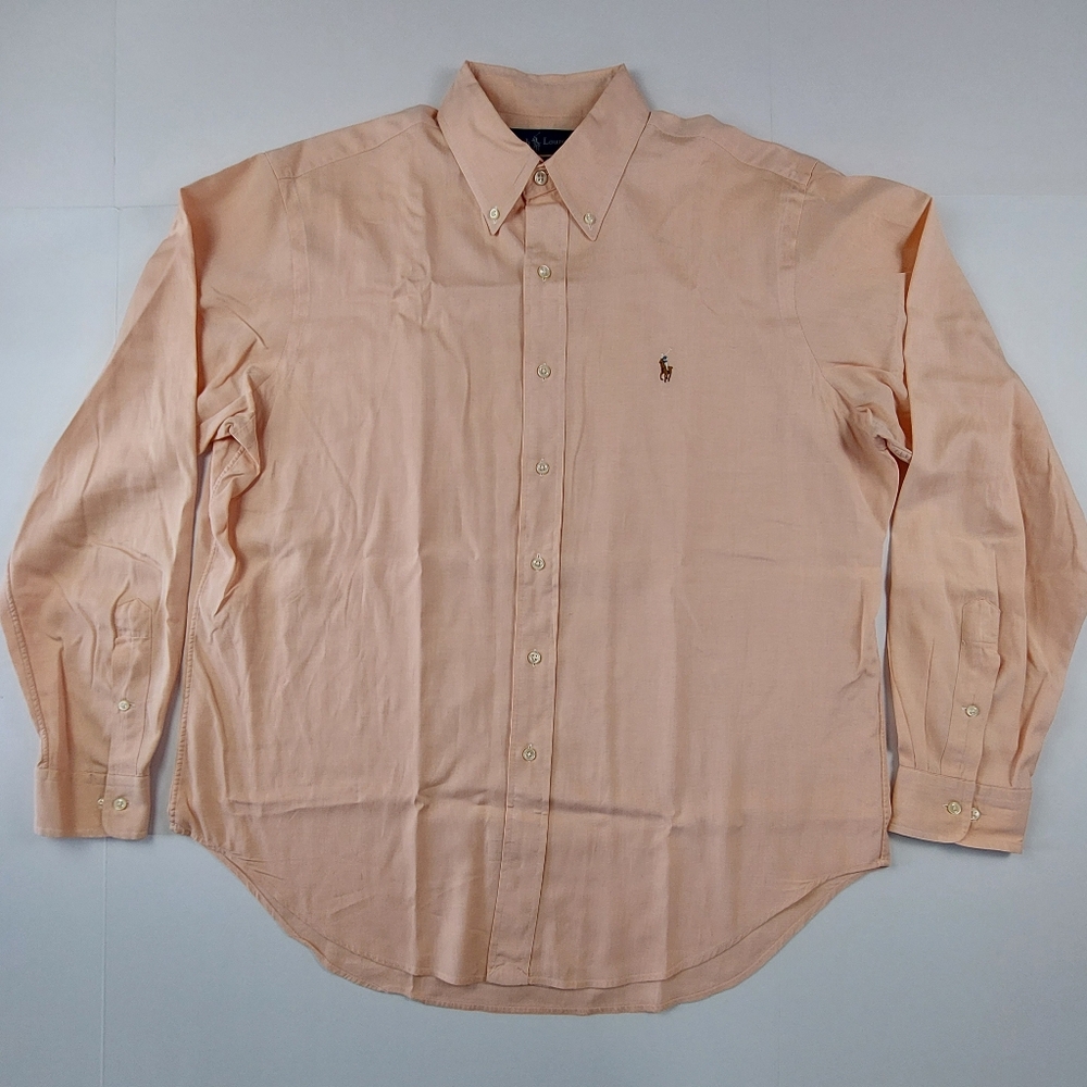 Ralph Lauren Shirt Mens Size 16.5 34/35 Peach Long Sleeve Flesh Pony Classic Fit